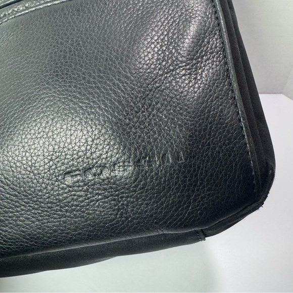 FOSSIL Black Pebbled Leather and Nylon Sling Crossbody Bag with Organizer Pocket - Picture 6 of 16